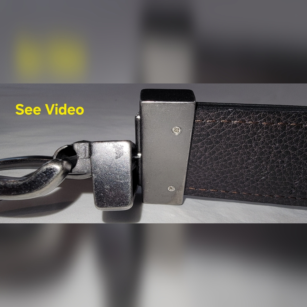 Men's Reversible Black Leather Smooth or Dark Brown Alligator Belt 42